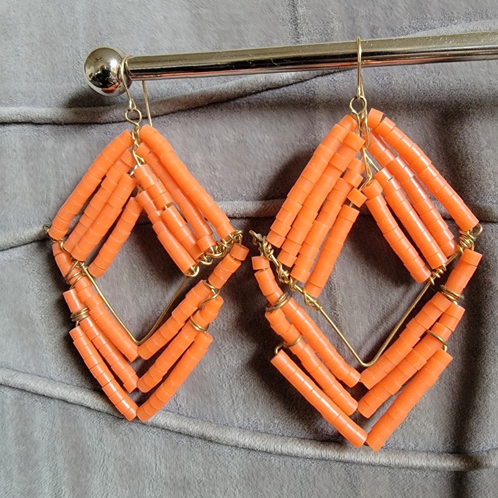 Handmade gold plated wire and bead wrapped earrings